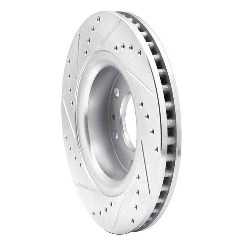 Buick Rainier Brake Rotor (1) - Front Right - R1 Concepts - Drilled & Slotted - Silver - `06-`09